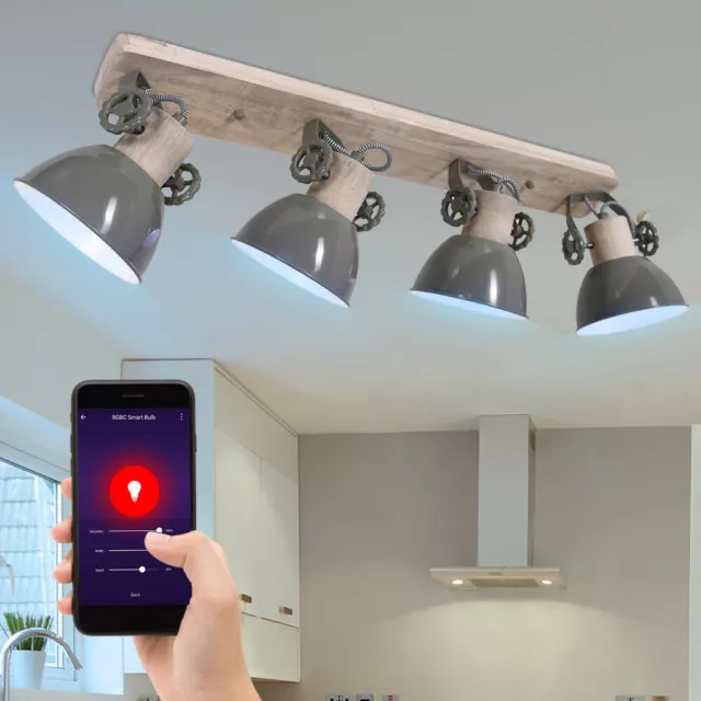 Smart RGB LED Bois Plafonniers Variateur Google Alexa App Spot Lampe Pivotant