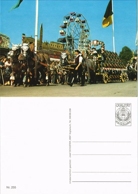 Ansichtskarte München Oktoberfest - Einzug der Bierwagen und Wirte 1985