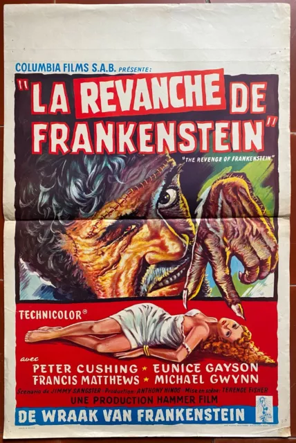 Affiche Belge LA REVANCHE DE FRANKENSTEIN Revenge PETER CUSHING Terence Fisher