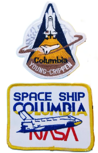 NASA PATCH PAIR '80s vtg STS-1  Space Shuttle COLUMBIA Spaceship