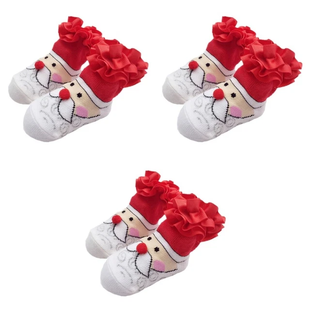 3x Di Natale Babbo Natale Calze Neonato di Natale Calze Di Natale