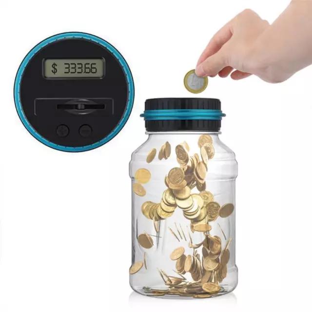 Digital Electronic Coin Counter Coins Counting Jar Money Saving Box Piggy Bank