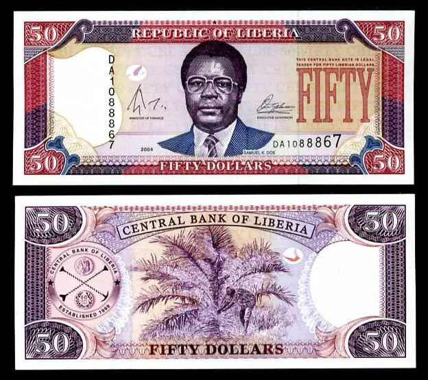 LIBERIA 50 DOLLARS 2004 P 29 b UNC LOT 5 PCS