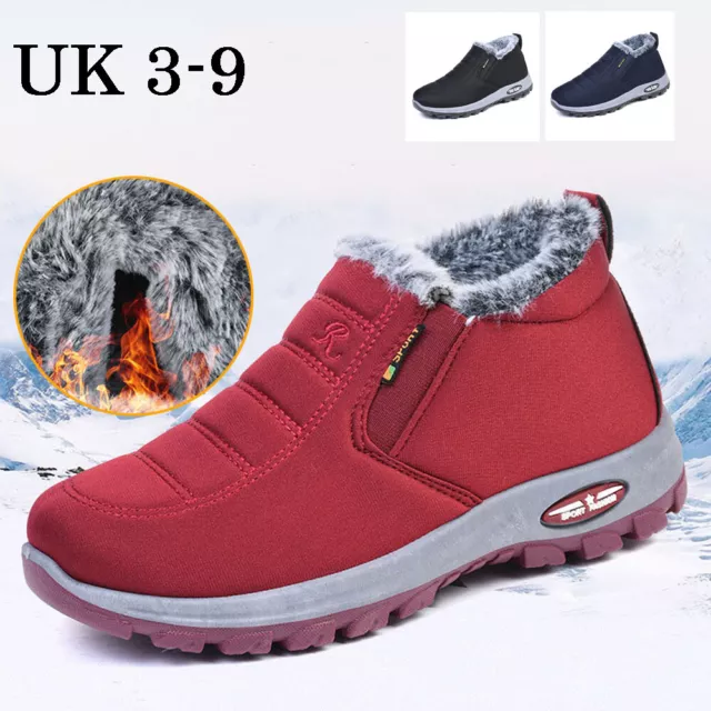 Mens Women Snow Ankle Winter Warm Boots Shoes Ladies Lined Waterproof Non-slip