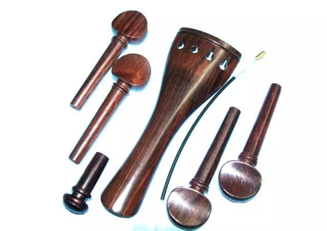 Old Violin Wood Parts; New 4/4 Tailpiece, Pegs & End Pin Project RW VWWS