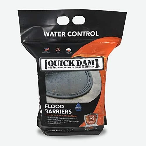 Quick Dam QD65-4 Water Activated 5ft Flood Barrier 4 Pack Black