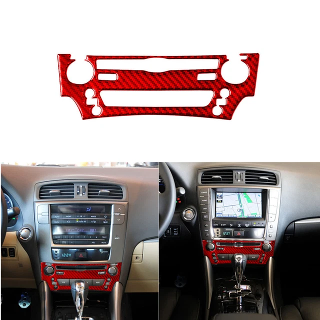 Red Carbon Fiber CD Control Panel Trim Cover For Lexus IS250 300 350 2006-2012