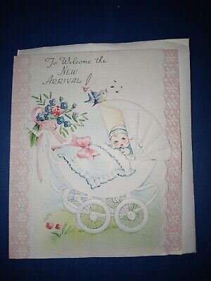 Vintage UNUSED New Baby 1940s Congratulations Greeting Card