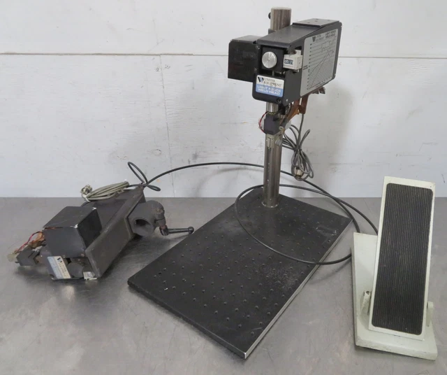 C186600 Lot 2 Unitek 50F Light Force Weld Head 2-162-01 w/Foot Pedal, Breadboard