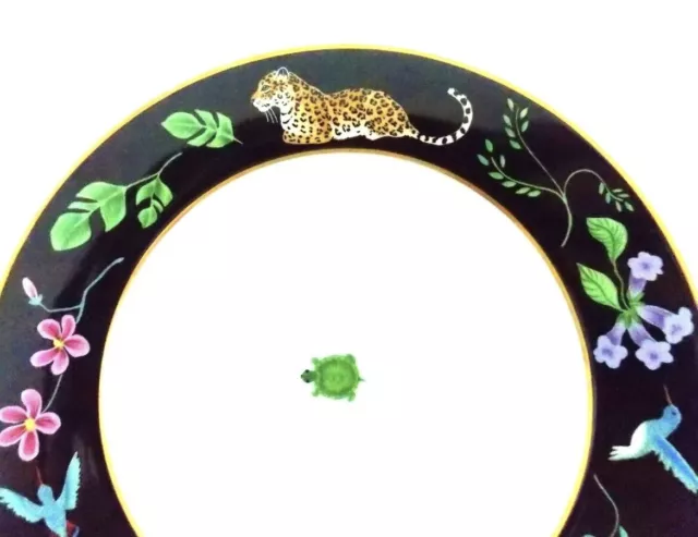 Lynn Chase Jaguar Jungle Soup Bowl(s) 9 1/4” Qty1 Multicolor 24K Gold 1988 Japan 2