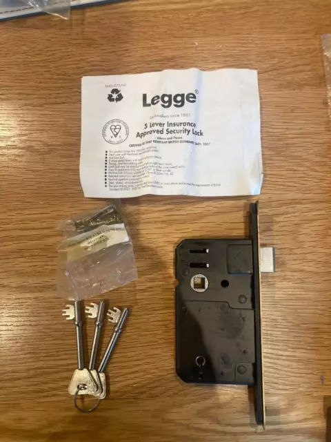 Legge Lever Sashlock 75mm/3" Mortice Door Lock Brass c/w 3 keys