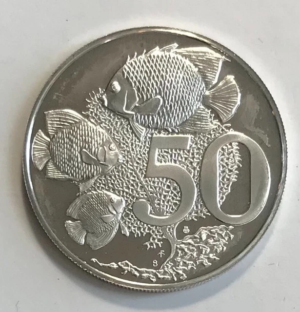 Cayman Islands 50 Cents 1979 - Caribbean Emperor Angel Fish - Silver Proof