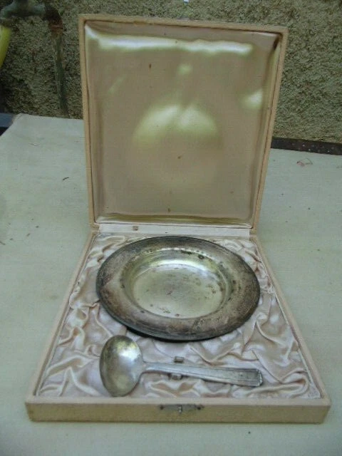 JEAN COUZON. assiette à Bouillie Et Cuillère. Inox Brillant 18/10