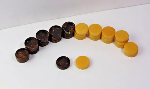 30 Vintage Brown Butterscotch Bakelite Catalin Crisloid 1 1/4" Game Pieces