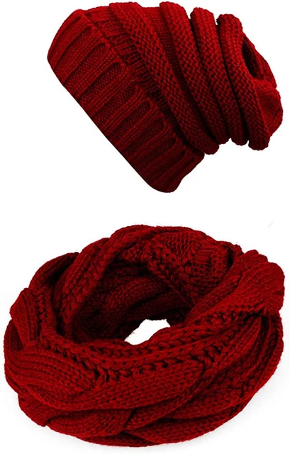 Bufanda Y Gorro Grueso Tejidos De Punto Beanie Cuellera De Mujer Para Invierno 2