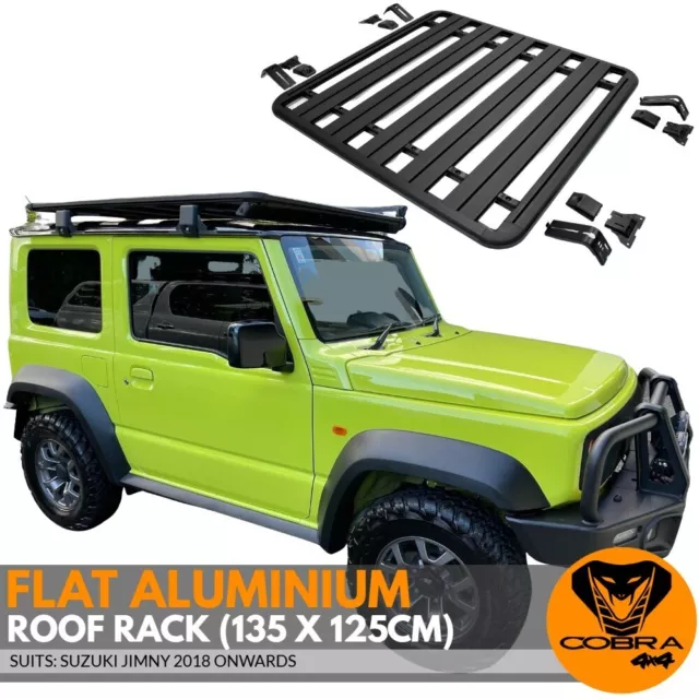 Aluminium Flat Roof Rack Cage Fits Suzuki Jimny 135cm x 125cm Rain Gutter Mounts