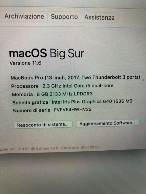 Apple MacBook Pro 13.3" (256GB SSD, Intel Core i5, 2.3GHz , 8GB) Laptop - Grigio