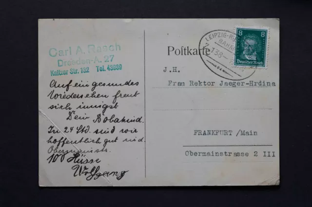 Bahnpost Z. 138 Leipzig Riesa Dresden 1928 | Postkarte DR Mi-Nr 412