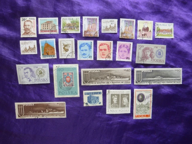 Poland stamps 23 Timbres Pologne 1981 à 2005 Bateaux, Guerre, Histoire, Eglises