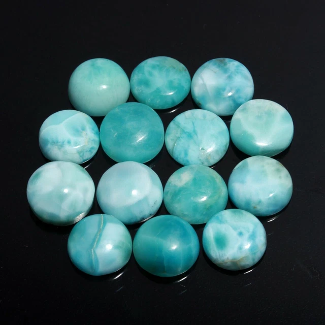 Naturel Larimar Cabochon Pierre précieuse 13 mm Forme ronde Dos plat...