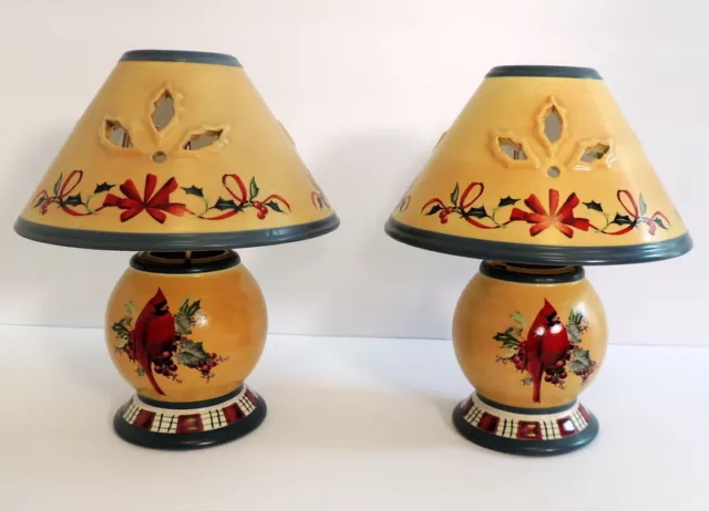 Lenox Winter Greetings Everyday Tealight Candle Lamps Cardinal Birds Christmas