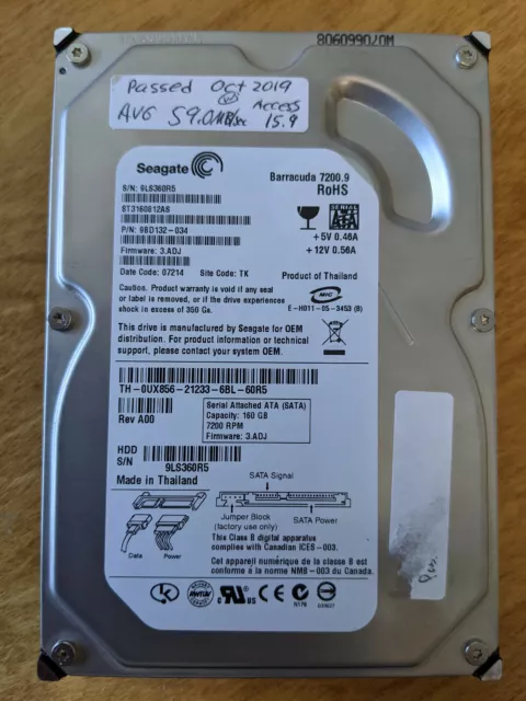 Seagate ST3160812AS 3.5" SATA 160GB HARD DRIVE HDD - Tested