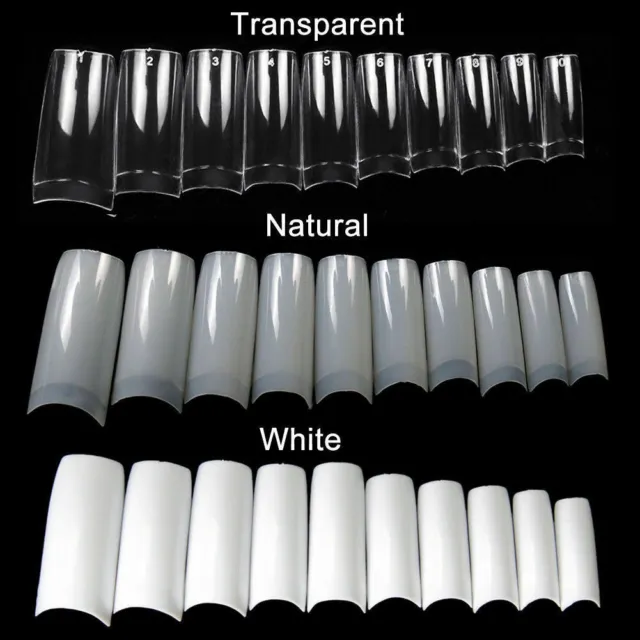 500 Artificial French False Acrylic Nail Art Tips White Clear Natural UV Gel UK