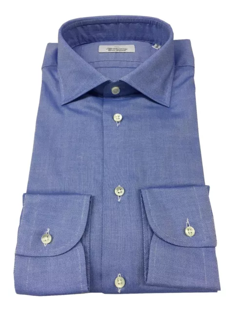 BRANCACCIO Men's Shirts Oxford Baby Blue 100% Cotton