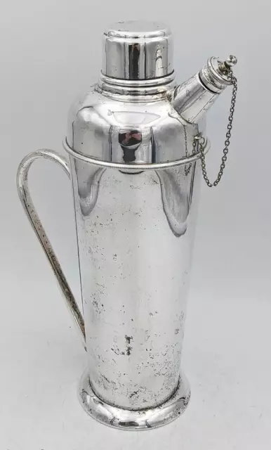 LARGE ART DECO SILVER PLATED COCKTAIL SHAKER P.H V&Co c1930's