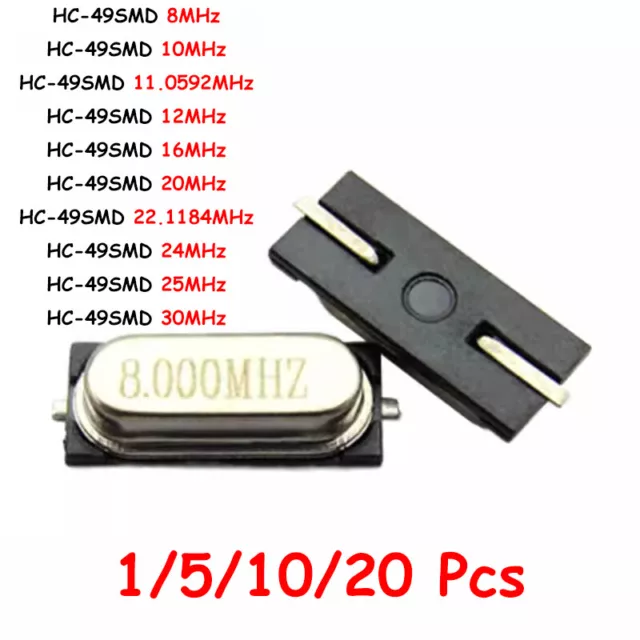 SMD HC-49SMD Series 4MHz-30MHz 20ppm Passive Quartz Resonator Crystal Oscillator