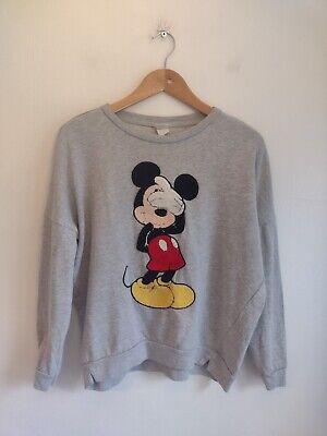 Disney Grey Sweatshirt Size Large Approx 10 11 12 13 Mickey Mouse Towelling