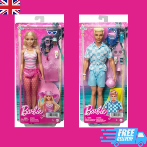 Barbie doll blonde and online beach accessories set
