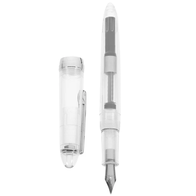 VILLCASE Penna Stilografica Trasparente Ricaricabile Con Assorbitore - Piuma Fine - 2