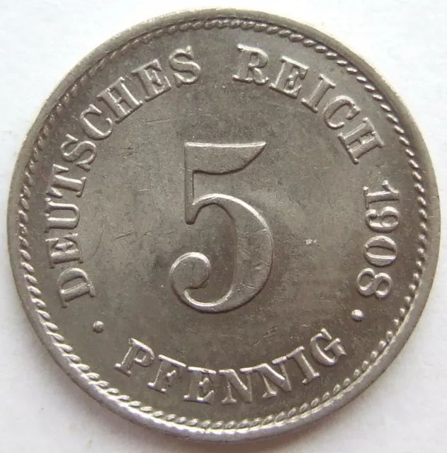 Moneta Reich Tedesco Impero Tedesco 5 Pfennig 1908 E IN Uncirculated