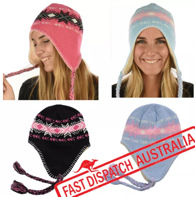 Fleece Ear Wamer Earflap Skiing Sports Punk Hippie Peruvian Trooper Beanie Hat