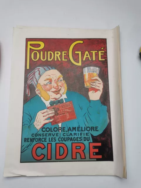 Rare affiche ancienne publicitaire Cidre, Gaté, Vintage, Calva, Distillerie,