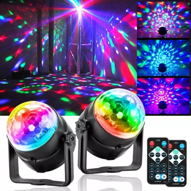 2X Disco Light Stage Lamp Party DJ LED RGB Strobe Crystal Magic Ball +Remote US