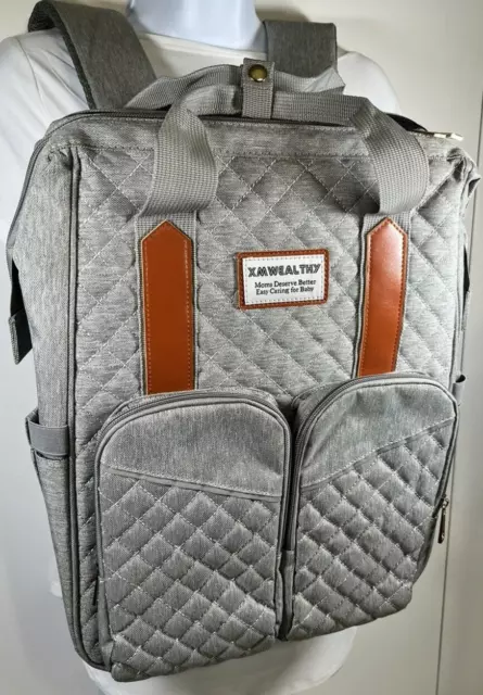 Baby Diaper Bag Backpack Convertible Bassinet Bucket Good Quality Gray