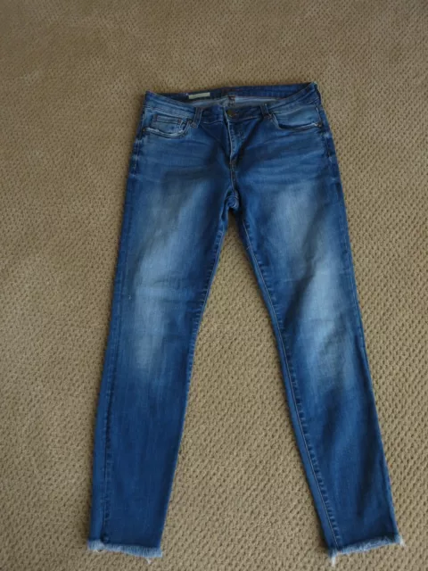 Kut From the Kloth Blue Connie Skinny Ankle Distressed Raw Hem Jeans Size 10