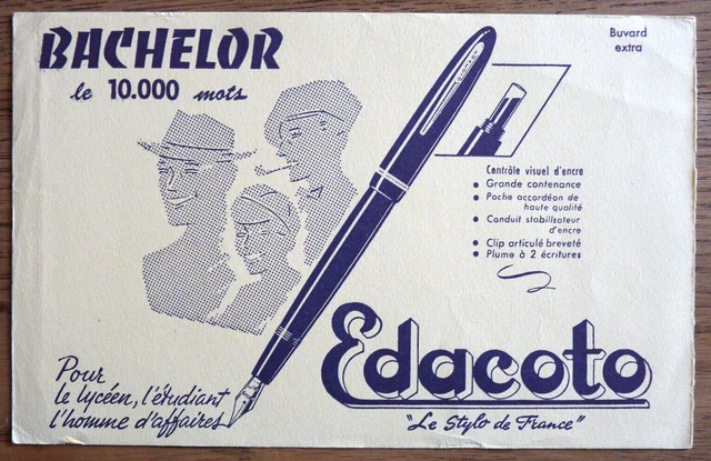 Stylo Plume Ancien Edacoto Bachelor Pulseur - Plume Or 18K - Longueur 13,5 Cm - À Restaurer
