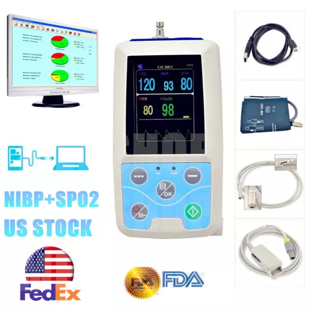 CONTEC PM50 Vital Signs Patient Monitor+Software NIBP SPO2 PR Monitor+Adult Cuff