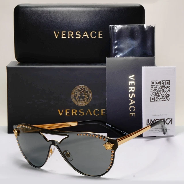 VERSACE SUNGLASSES GOLD Diamante Medusa Grey Unisex MOD VE  display picture 3