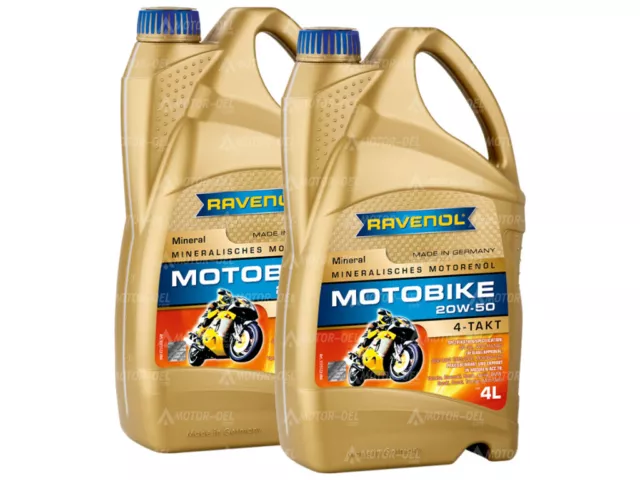 8 (2x4) Liter RAVENOL Motobike 4-T Mineral SAE 20W-50, Motorenöl