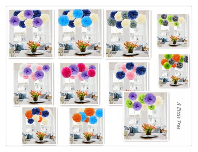 14/21 PCs New Mixed Tissue Paper Pompoms Fluffy Flower Wedding Party Pom Poms