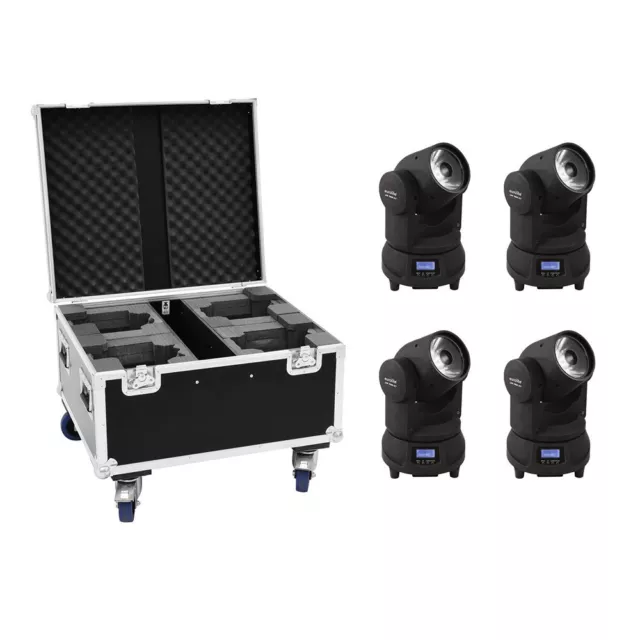 Eurolite 4x LED TMH-X1 bewegliches Kopfstrahllicht + Flightcase Bühnenbeleuchtung