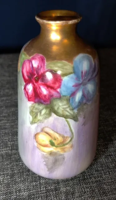 BEAUTIFUL Vintage Hand Painted Bud Vase Weimar German Porcelain Gold Trim Floral