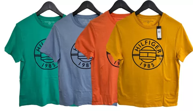 Tommy Hilfiger Men's Short Sleeve T-Shirt David Tee 1985 Cirle Logo Crew Neck