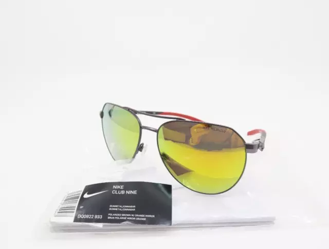 Nike CLUB NINE P DQ0922 933 Gunmetal/Orange Polarized, Aviator, New Sunglasses.