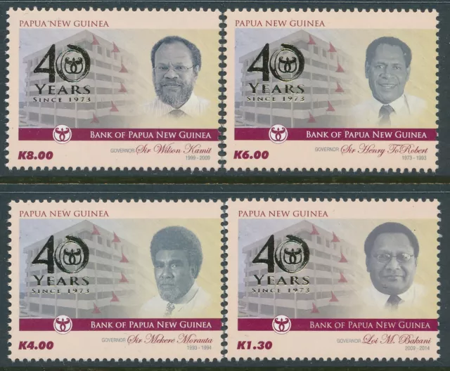 2014 Papua New Guinea Bank Of Png 40 Years Set Of 4 Fine Mint Mnh