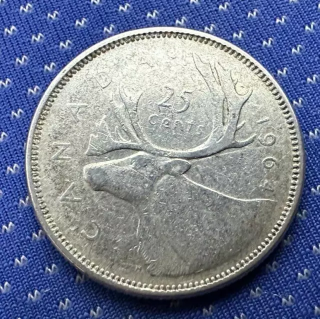 1964 Canada 25 Cents Coin    .800 Silver      #G124